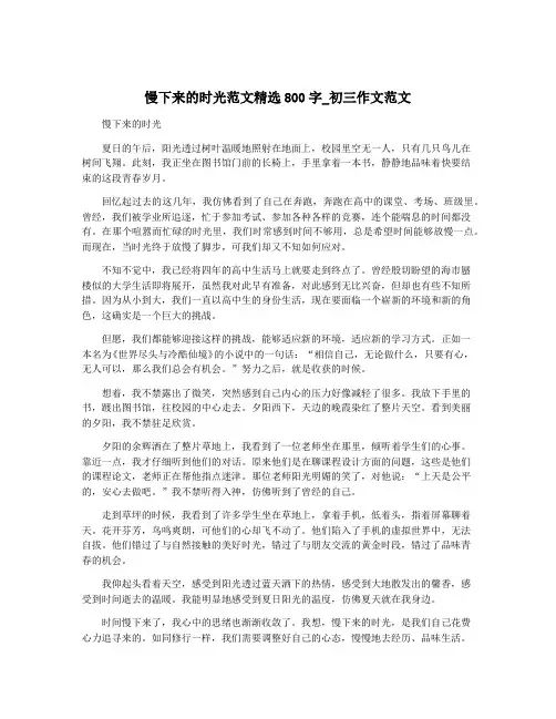 慢下来的时光范文精选800字_初三作文范文