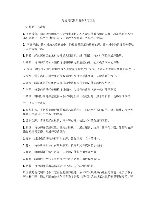 简述现代制浆造纸工艺流程