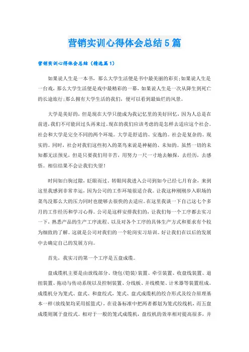 营销实训心得体会总结5篇