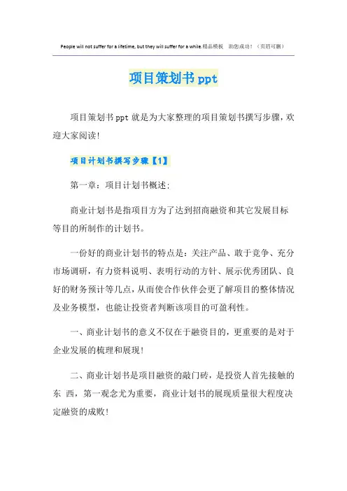 项目策划书ppt