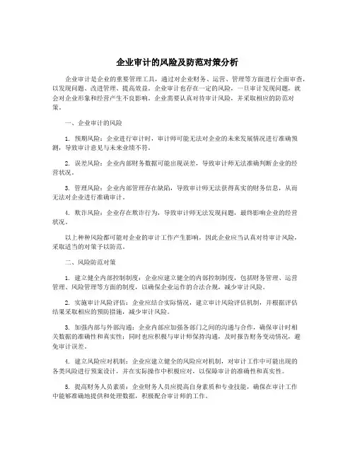 企业审计的风险及防范对策分析