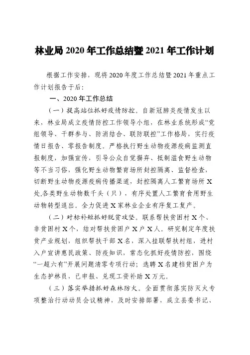林业局2020年工作总结暨2021年工作计划