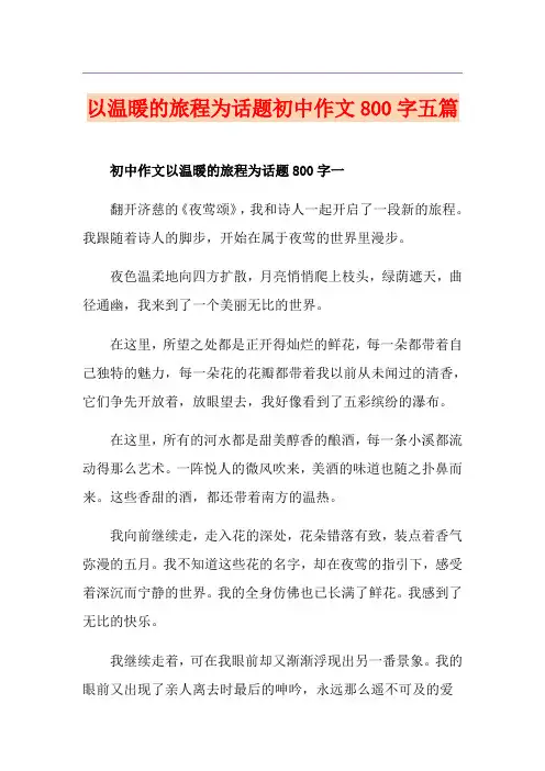 以温暖的旅程为话题初中作文800字五篇