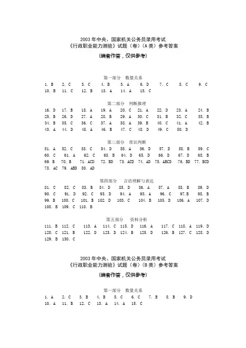 12976_2003公务员考试_参考答案