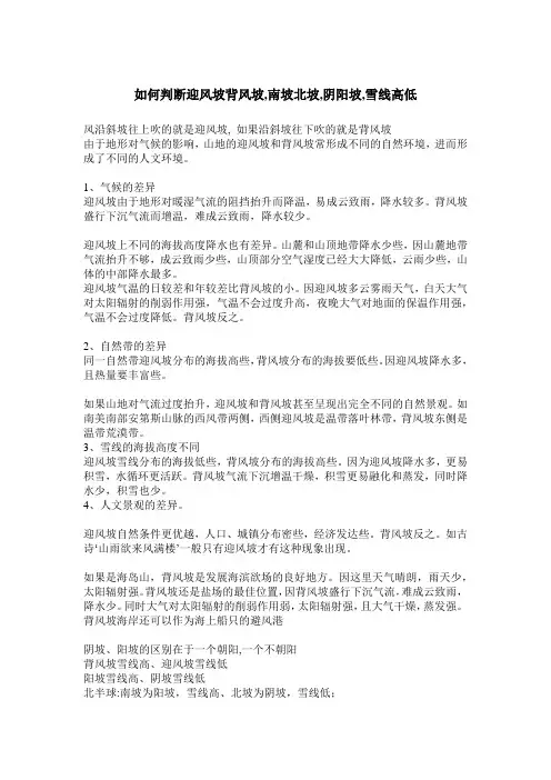如何判断迎风坡背风坡阴坡阳坡雪线高低