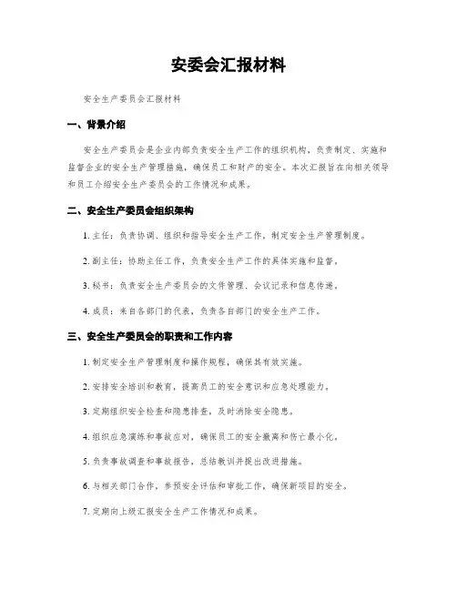 安委会汇报材料