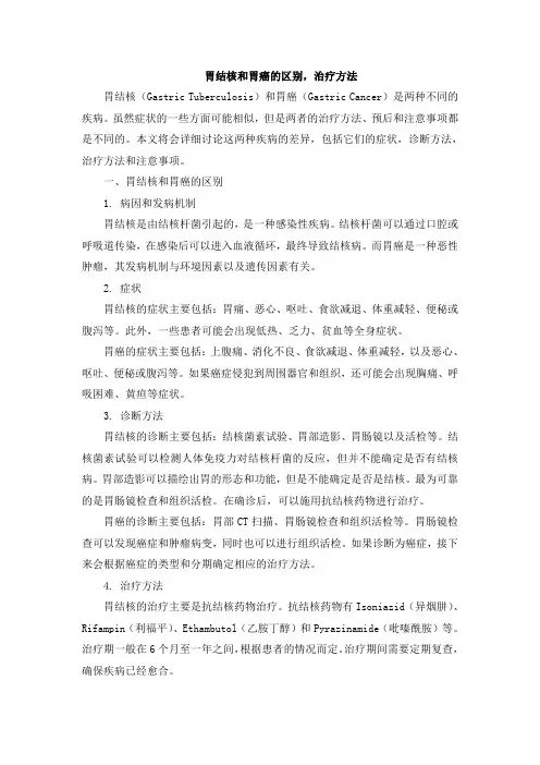 胃结核和胃癌的区别,治疗方法