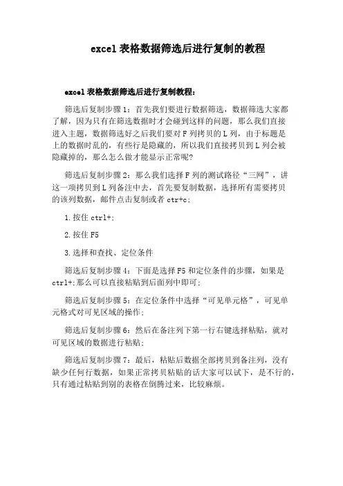 excel表格数据筛选后进行复制的教程