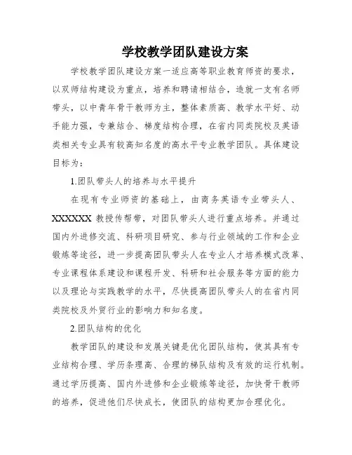 学校教学团队建设方案