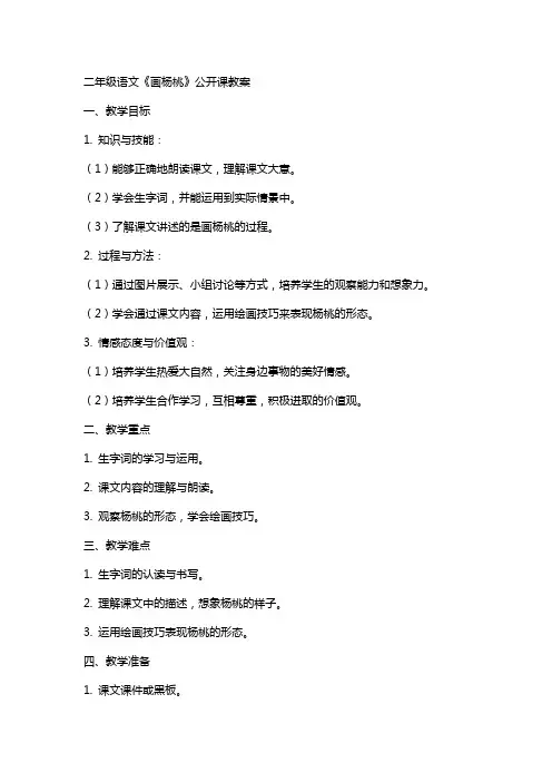 二年级语文《画杨桃》公开课教案
