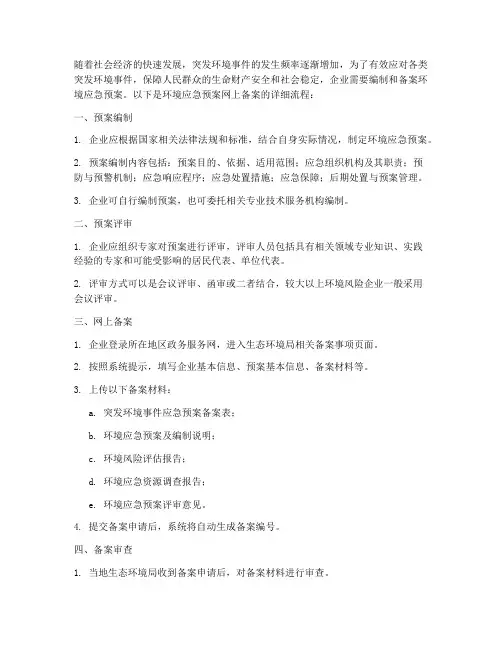 环境应急预案网上备案流程