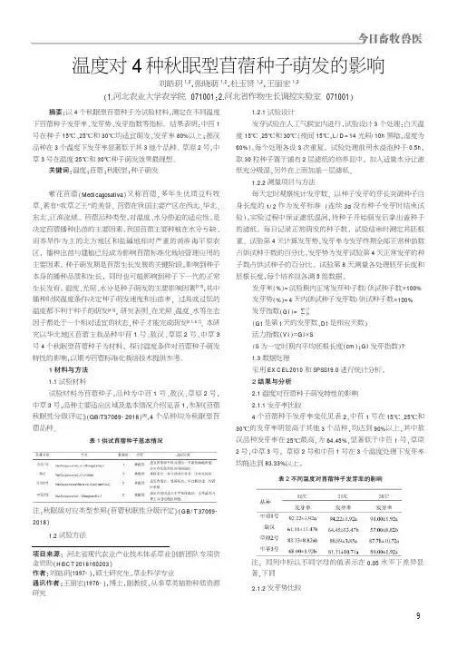 温度对4种秋眠型苜蓿种子萌发的影响