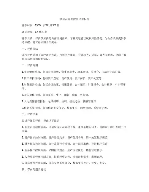 供应商内部控制评估报告