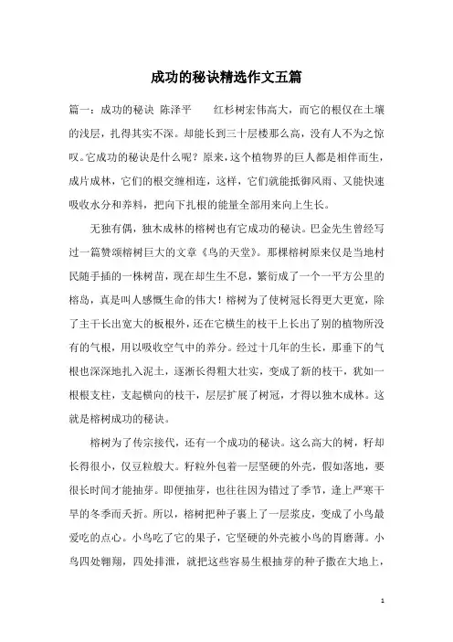 成功的秘诀精选作文五篇