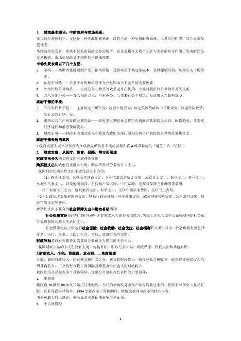 财政复习资料题