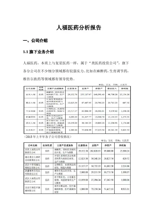 人福医药分析报告