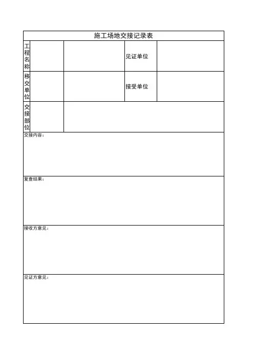 施工场地交接记录表