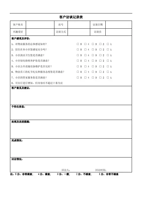 客户访谈记录表 - 副本