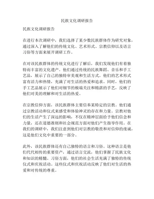 民族文化调研报告