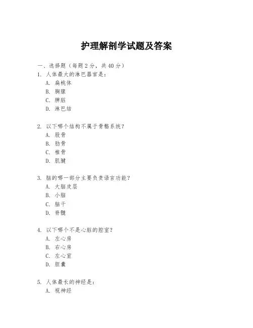 护理解剖学试题及答案
