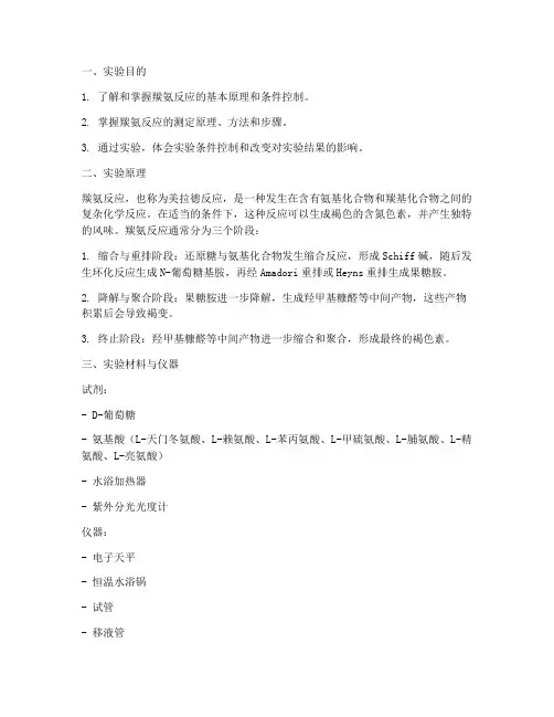 羰氨反应实验报告