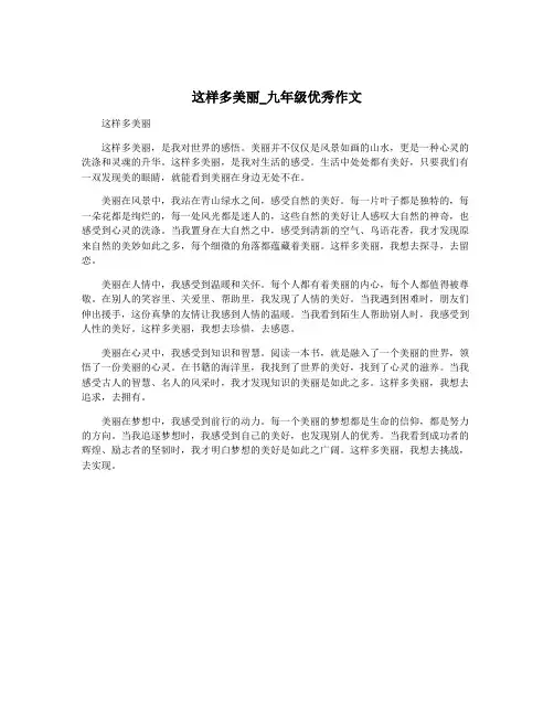 这样多美丽_九年级优秀作文