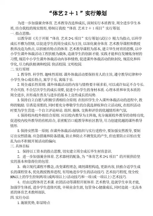体育艺术2+1实施方案