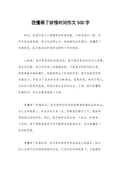 我懂得了珍惜时间作文500字