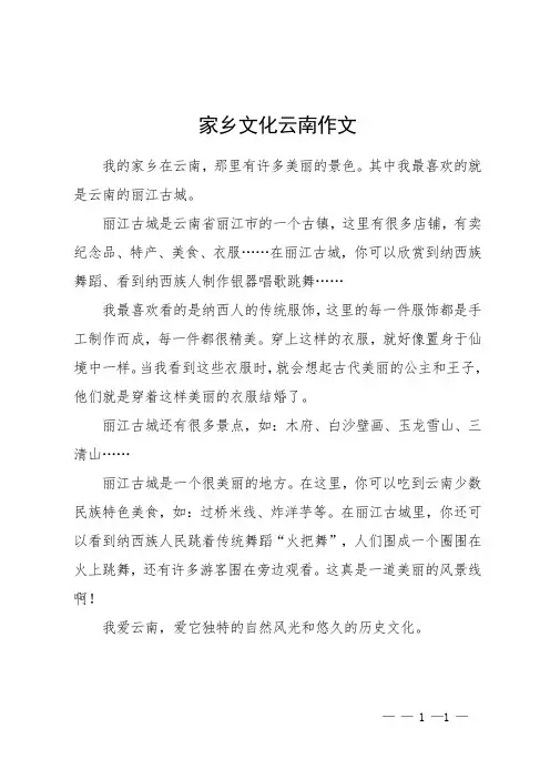 家乡文化云南作文