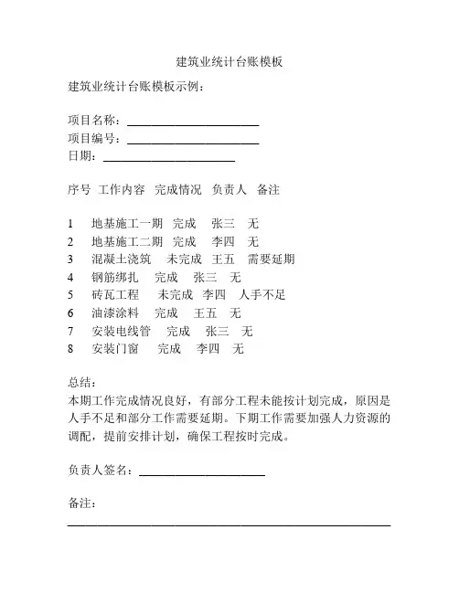 建筑业统计台账模板