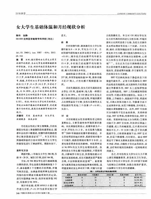 女大学生基础体温和月经现状分析