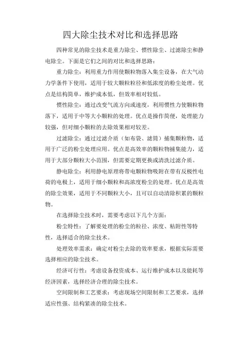 四大除尘技术对比和选择思路