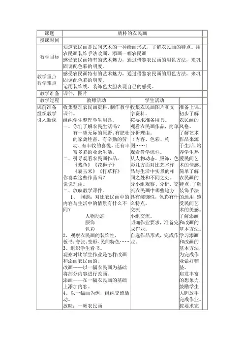 河北美术出版社小学美术六年级上册 2.质朴的农民画-冠军奖