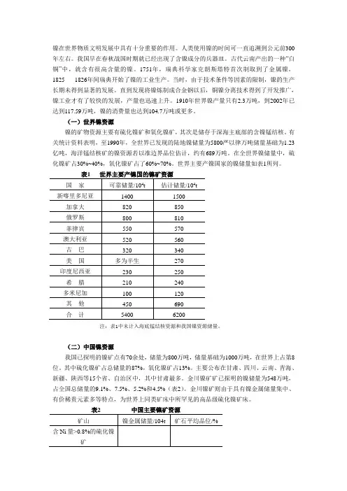 镍的基础知识