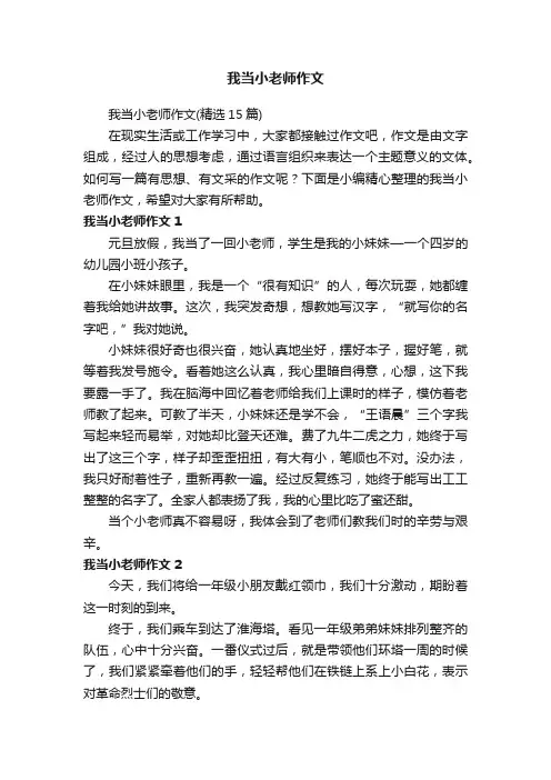 我当小老师作文