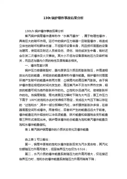 130t锅炉爆炸事故后果分析