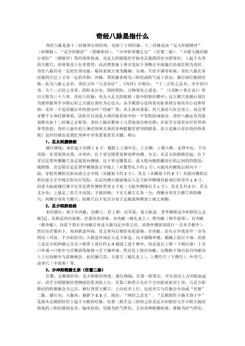 奇经八脉是指什么