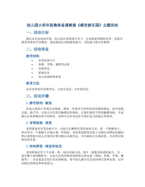 幼儿园小班年段集体备课教案《感官游乐园》主题活动