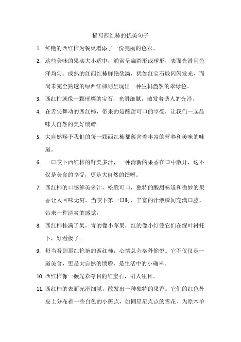 描写西红柿的优美句子