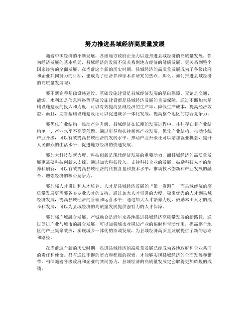 努力推进县域经济高质量发展