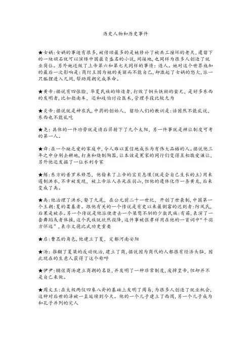中国历史重要的历史人物和事件