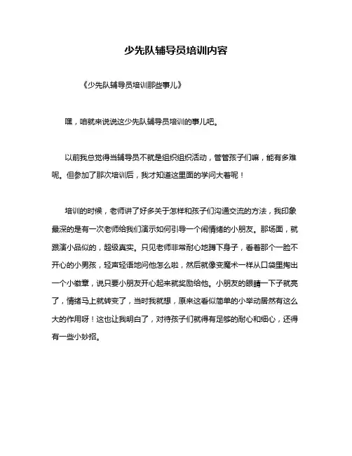 少先队辅导员培训内容
