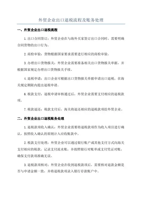 外贸企业出口退税流程及账务处理