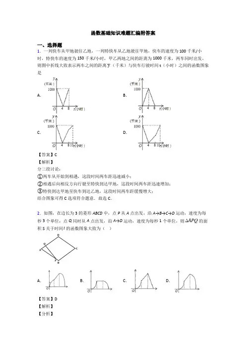 函数基础知识难题汇编附答案