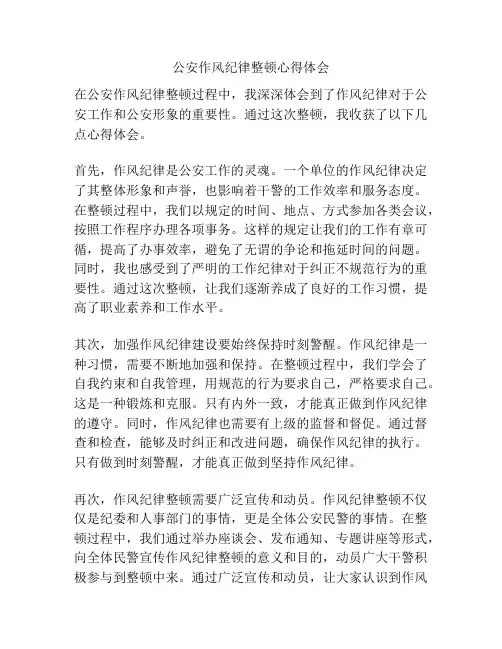 公安作风纪律整顿心得体会