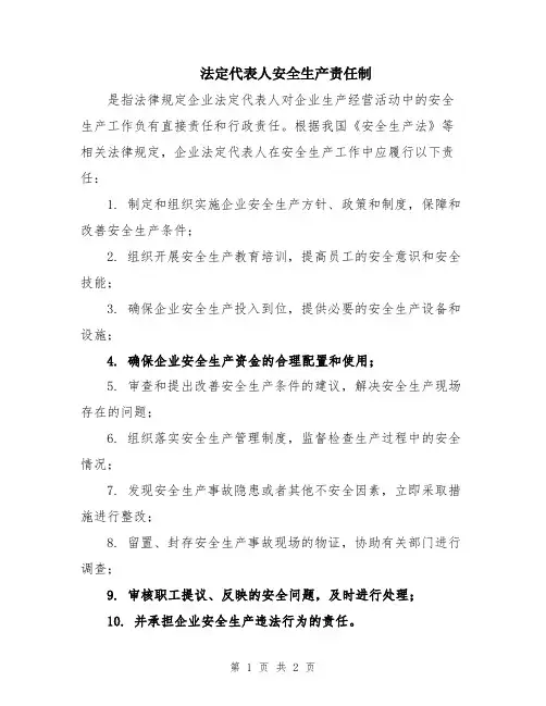 法定代表人安全生产责任制