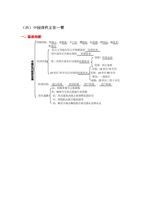 2014届(岳麓版)高三历史二轮复习学案《中国近代文化一撇》