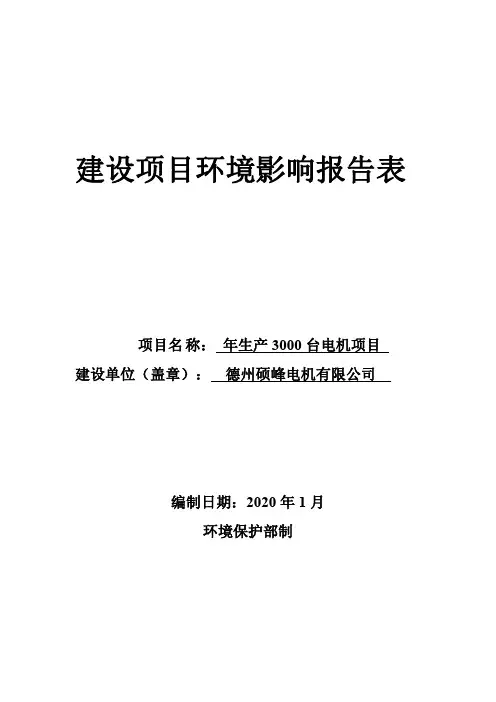 年生产3000台电机项目环评报告表