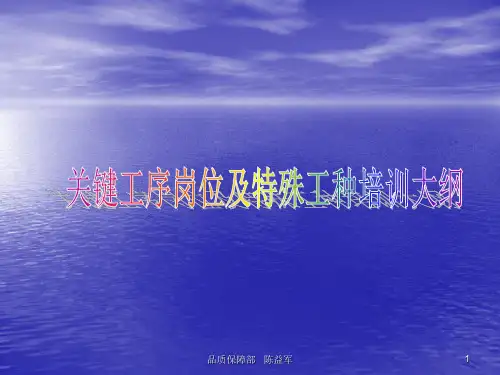 关键工序关键岗及特种工种培训