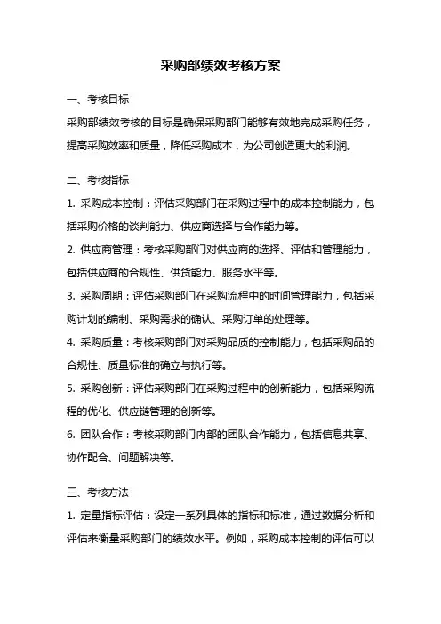 采购部绩效考核方案
